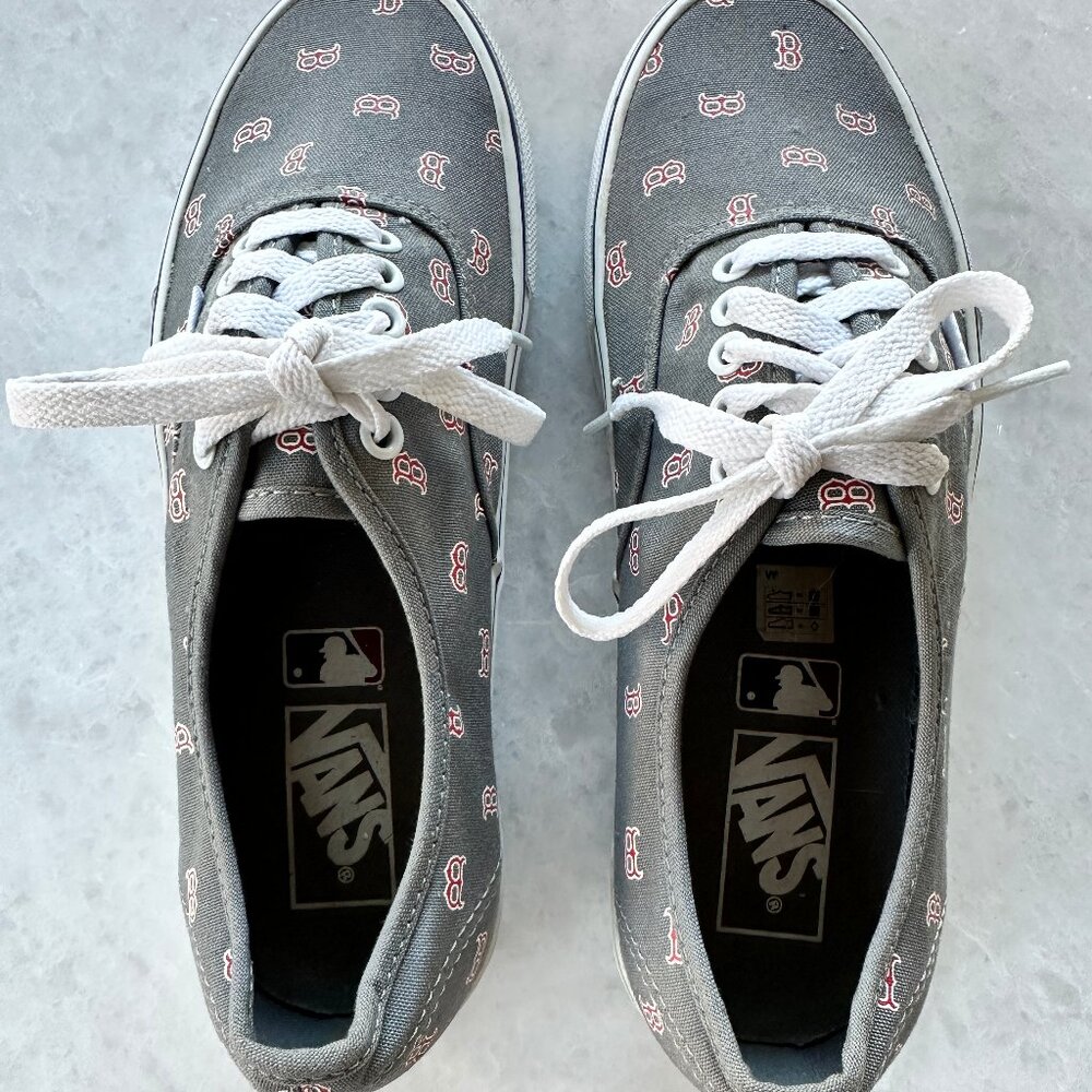 💥RARE💥Vans Authentic Gray MLB Boston Red Sox Skate Shoes Size Men 7.5, Women 9 - Picture 5 of 7
